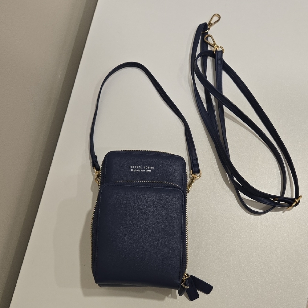 Navy Crossbody Bag with Gold Accents - Picture 12 of 12